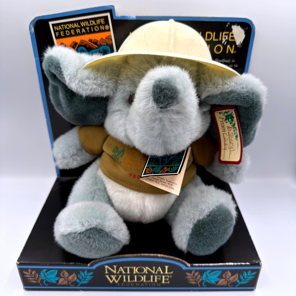 Vintage Dan Dee National Wildlife Federation Elephant Plush Safari Hat Shirt New